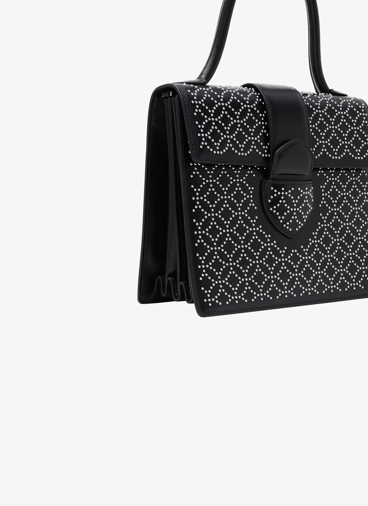 CLOSED BAG PM CUIR LUX CLOU ARABESQUE BLACK ALAÏA BLACK  CLOSED BAG PM CUIR LUX CLOU ARABESQUE BLACK